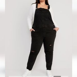 Old Navy OG Straight Black Wash Ripped Overalls